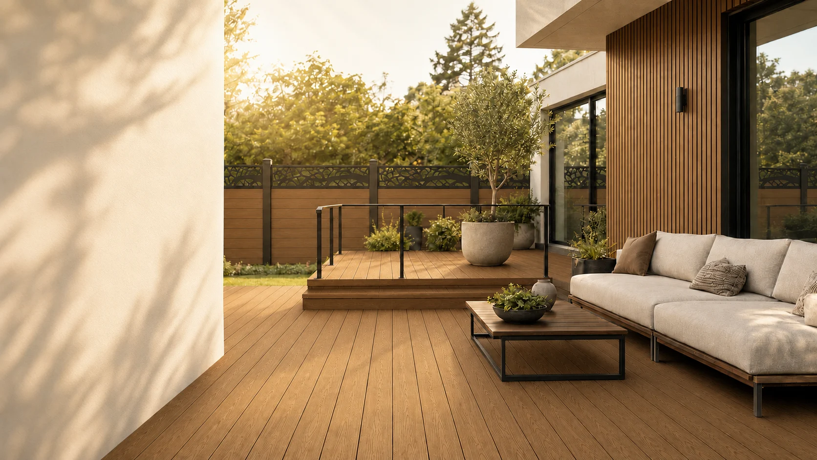 Premium composite outdoor space created with Sungem WPC materials